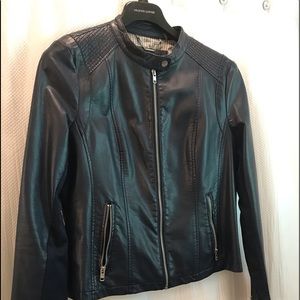 Navy Blue Leather Jacket